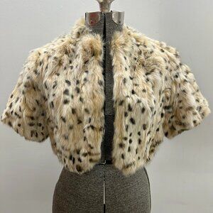 Vintage June Rabbit Fur Bolero | Cheetah Print | Size M